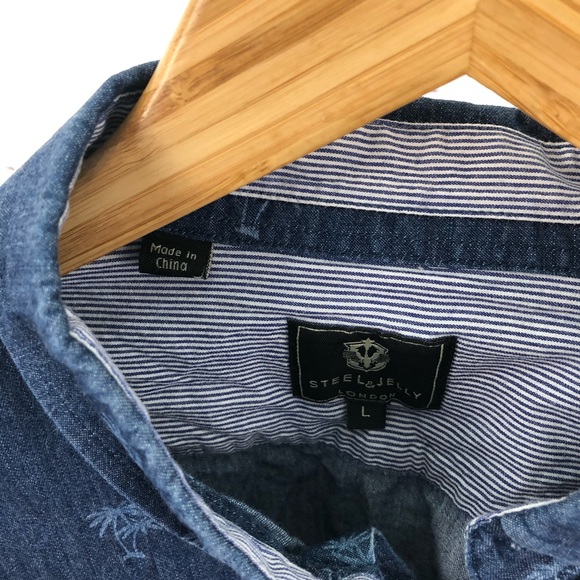 Steel & Jelly Mens Button Down Long Sleeve Shirt L - Picture 3 of 5